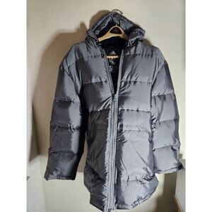 SM2 Men's XL Gray Hooded Puffer Jacket Full Zip Quilted Winter Coat Insulated